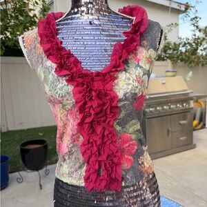 Sweet Pea Ruffle Top in Red and Floral